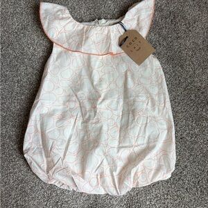 White & Coral Bubble Romper for Kids